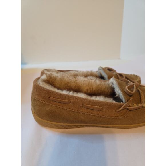 Minnetonka Women's Size 8 Golden Tan Sheepskin Slippers House Shoes - Picture 8 of 14
